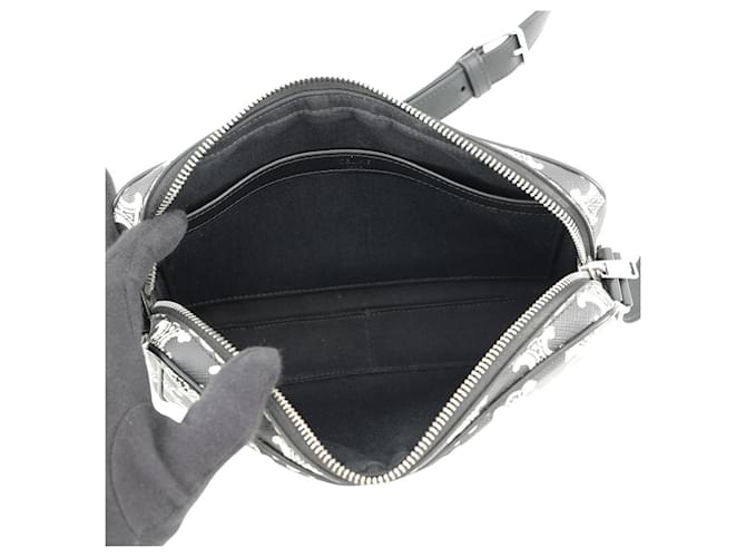 Céline Celine Triomphe Horizontal Medium Schultertasche Schwarz Weiß - Ansicht 5