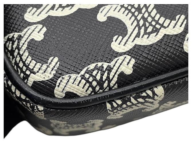 Céline Celine Triomphe Horizontal Medium Schultertasche Schwarz Weiß - Ansicht 6
