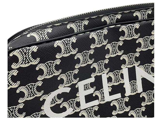Céline Celine Triomphe Horizontal Medium Schultertasche Schwarz Weiß - Ansicht 7