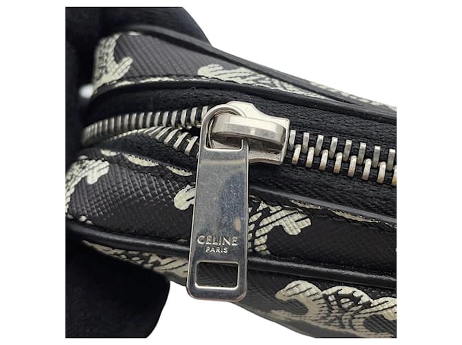 Céline Celine Triomphe Horizontal Medium Schultertasche Schwarz Weiß - Ansicht 9