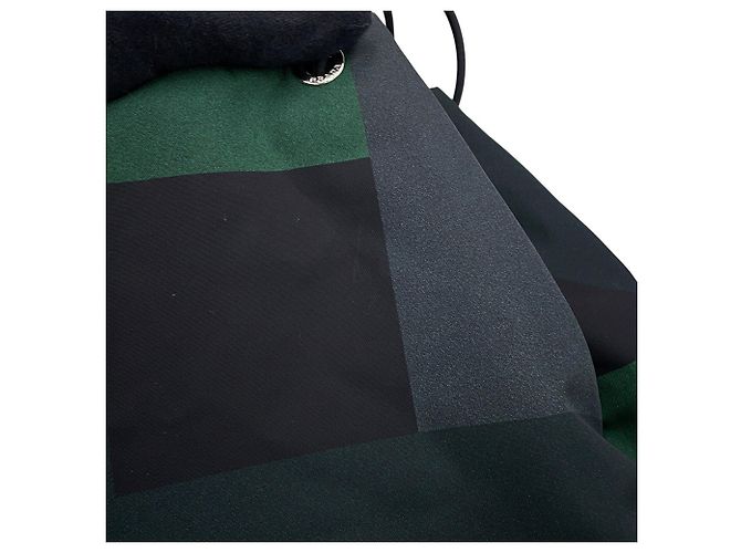 Zaino Prada in nylon e pelle nero e verde - vista 6