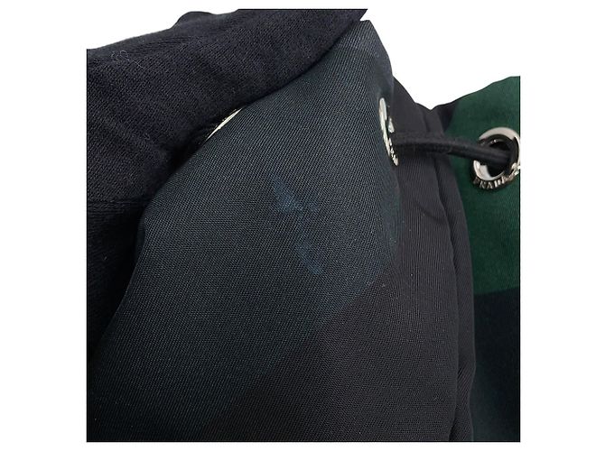 Zaino Prada in nylon e pelle nero e verde - vista 7