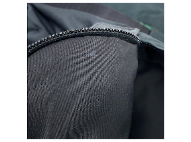 Zaino Prada in nylon e pelle nero e verde - vista 9
