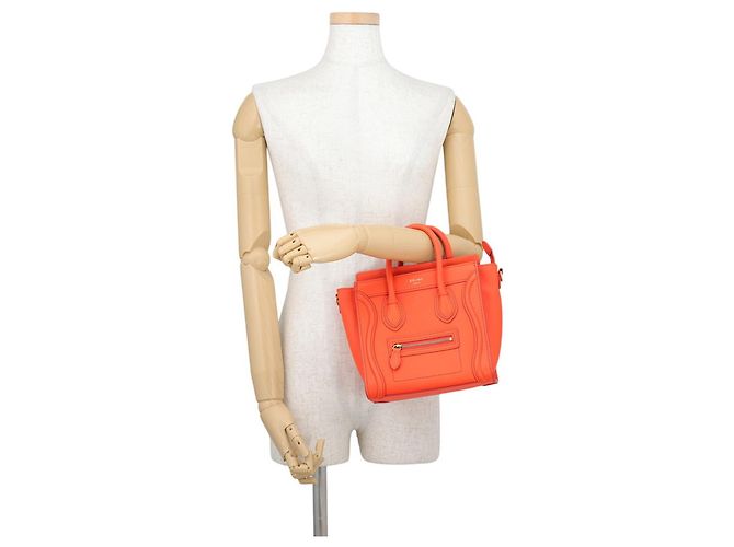 Céline Borsa a mano Celine Luggage Nano Shopper Arancione - vista 4