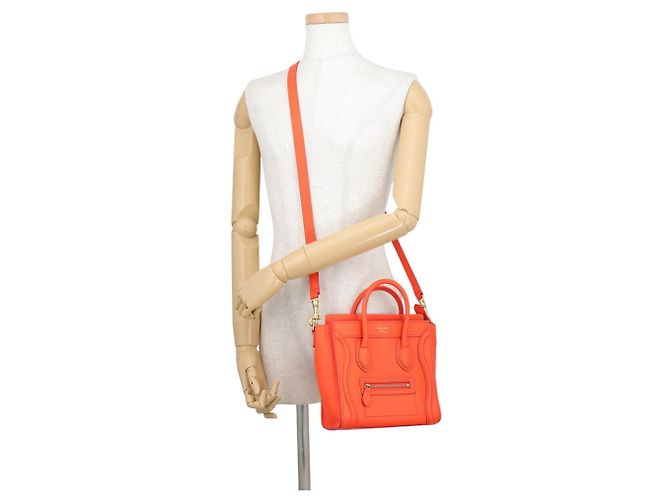 Céline Borsa a mano Celine Luggage Nano Shopper Arancione - vista 5