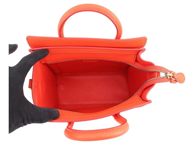 Céline Borsa a mano Celine Luggage Nano Shopper Arancione - vista 6