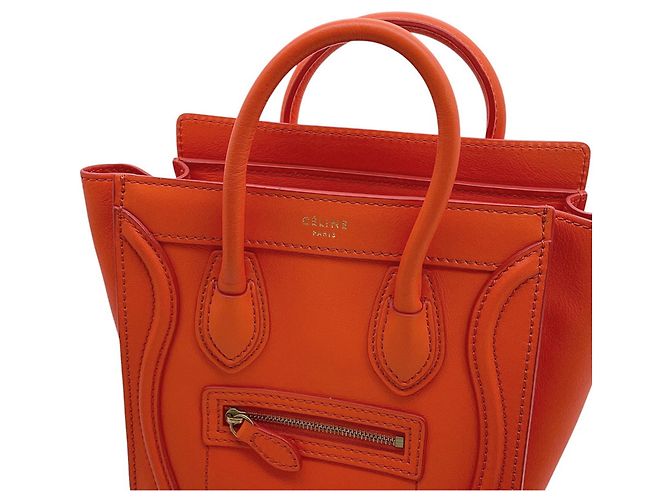 Céline Borsa a mano Celine Luggage Nano Shopper Arancione - vista 7