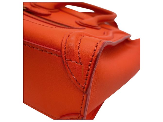 Céline Borsa a mano Celine Luggage Nano Shopper Arancione - vista 8