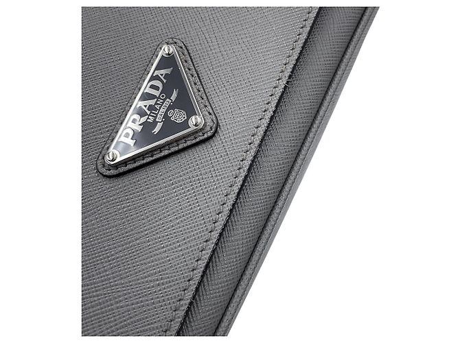 Borsa a tracolla Prada Triangle in pelle Saffiano Marrone Nero - vista 7