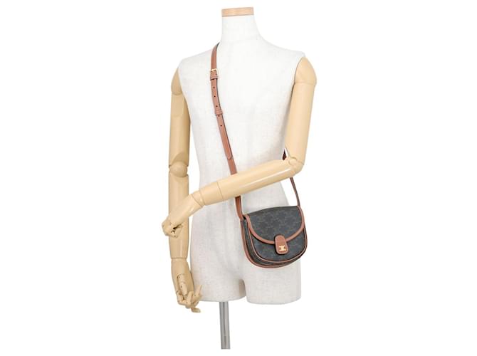 Céline Borsa a tracolla Celine Mini Besace Triomphe Marrone - vista 4