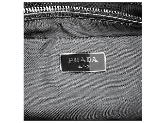 Borsa Tote Prada in nylon e pelle nera Nero - vista 15
