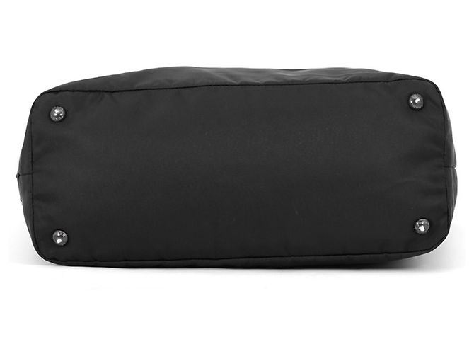 Borsa Tote Prada in nylon e pelle nera Nero - vista 3