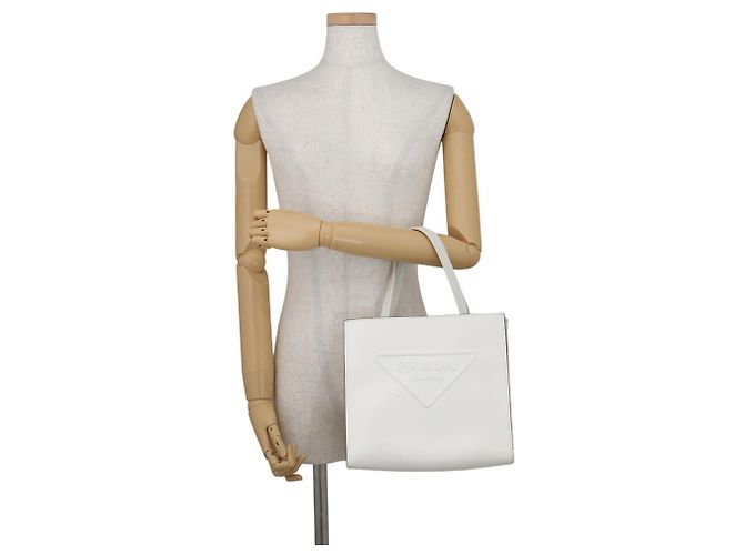 Borsa a mano Prada in pelle bianca Bianco - vista 4