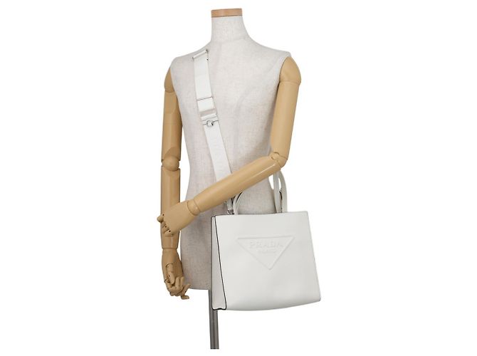 Borsa a mano Prada in pelle bianca Bianco - vista 5