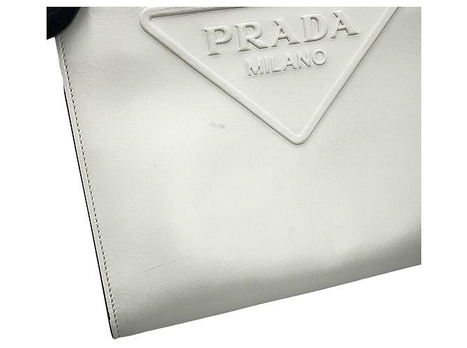 Borsa a mano Prada in pelle bianca Bianco - vista 7