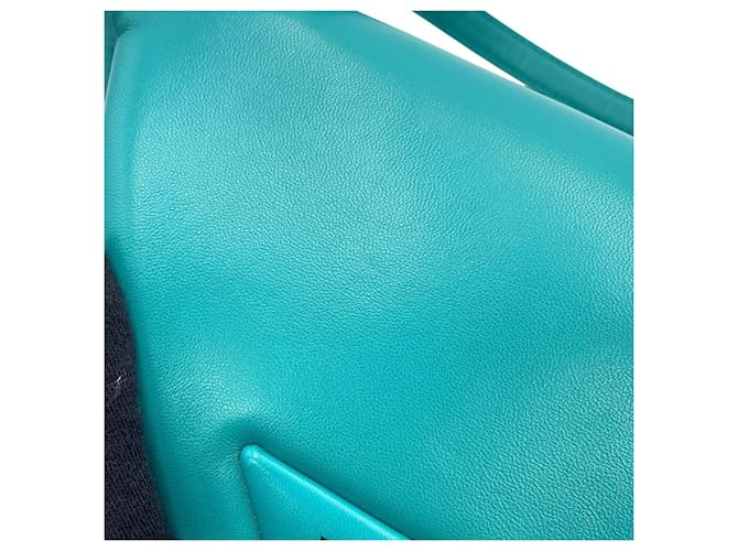 Bolsa de couro acolchoada com triângulo Prada Verde Turquesa - vista 10