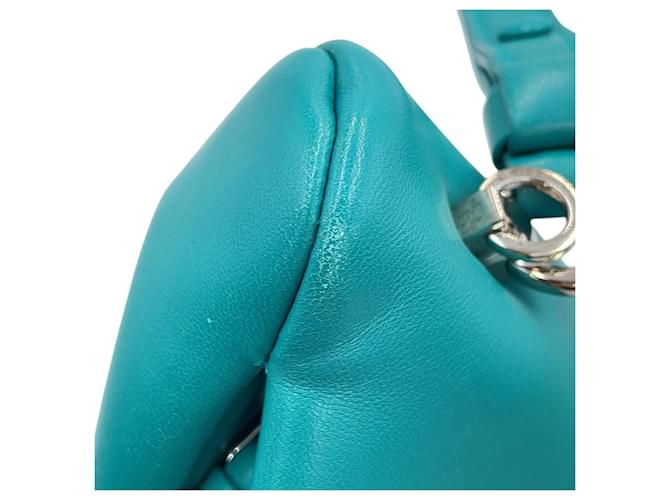 Bolsa de couro acolchoada com triângulo Prada Verde Turquesa - vista 11