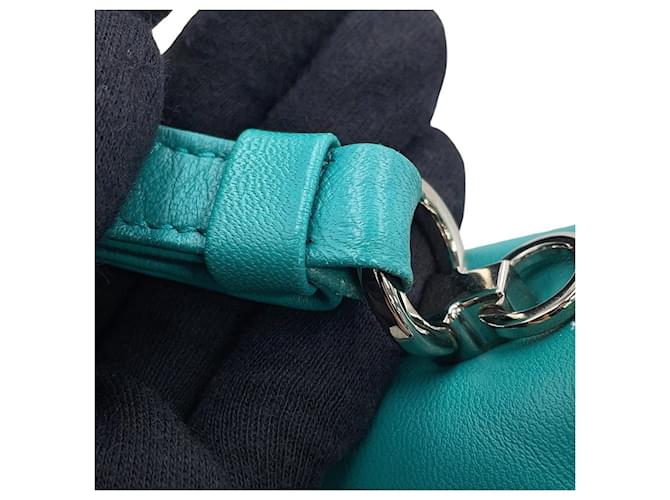 Bolsa de couro acolchoada com triângulo Prada Verde Turquesa - vista 14