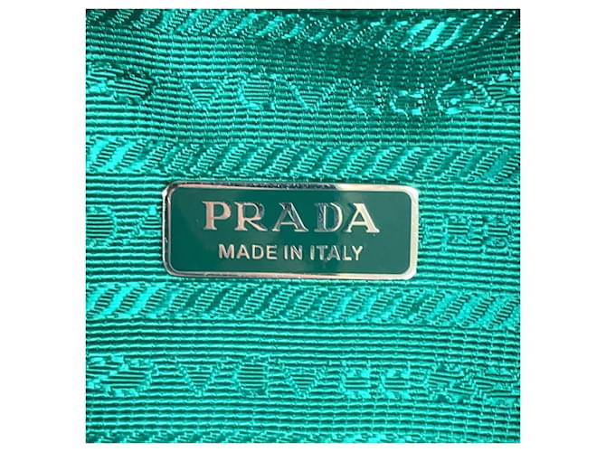 Bolsa de couro acolchoada com triângulo Prada Verde Turquesa - vista 19