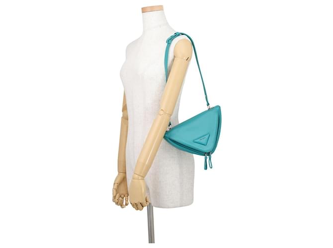 Bolsa de couro acolchoada com triângulo Prada Verde Turquesa - vista 5
