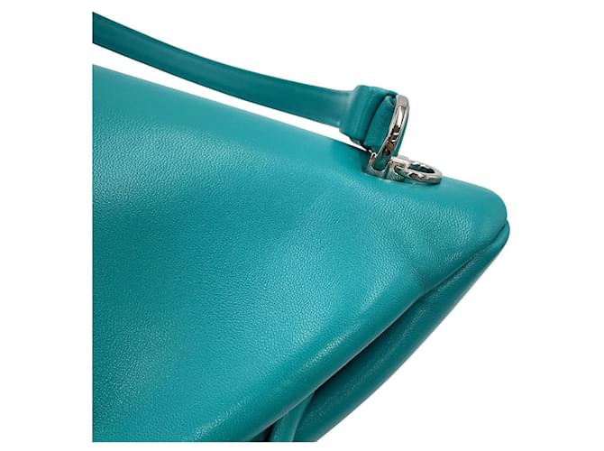 Bolsa de couro acolchoada com triângulo Prada Verde Turquesa - vista 9