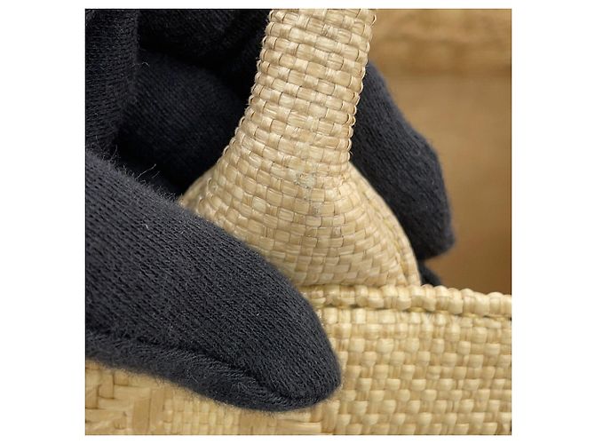 Christian Dior Book Tote Cannage Medium Raffia Tasche Schwarz Beige - Ansicht 13