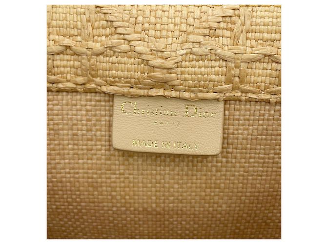 Christian Dior Book Tote Cannage Medium Raffia Tasche Schwarz Beige - Ansicht 16