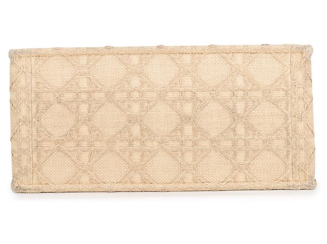Christian Dior Book Tote Cannage Medium Raffia Tasche Schwarz Beige - Ansicht 3