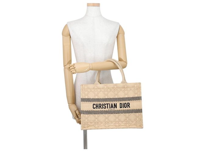 Christian Dior Book Tote Cannage Medium Raffia Tasche Schwarz Beige - Ansicht 4