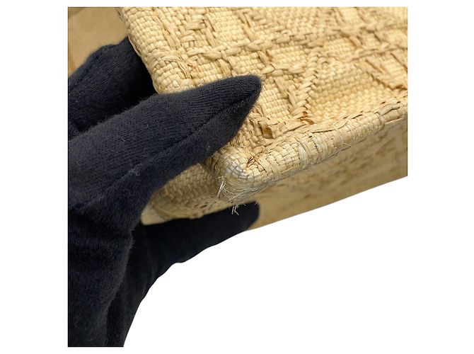 Christian Dior Book Tote Cannage Medium Raffia Tasche Schwarz Beige - Ansicht 7