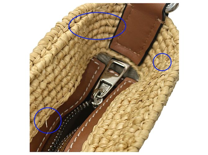 Borsa a tracolla in pelle e rafia beige e marrone Loewe - vista 10