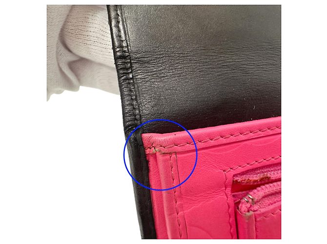 Chanel Cambon Damen Langbrieftasche Schwarz Pink - Ansicht 16