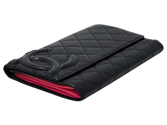 Chanel Cambon Damen Langbrieftasche Schwarz Pink - Ansicht 3