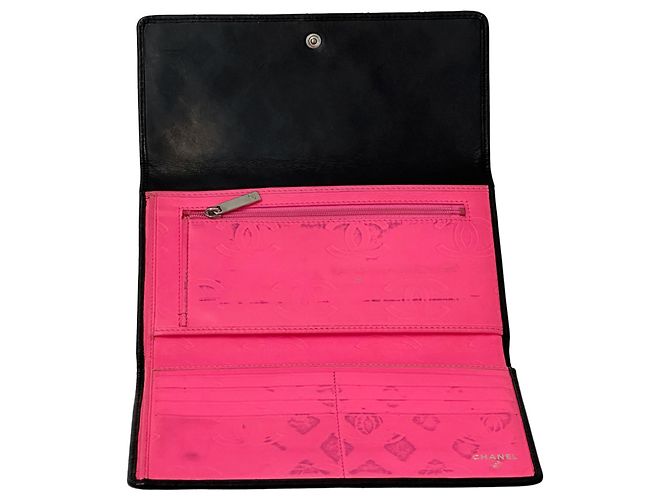 Chanel Cambon Damen Langbrieftasche Schwarz Pink - Ansicht 5
