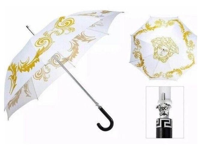 Ombrello Versace con stampa Medusa e Barocco Bianco D'oro - vista 2