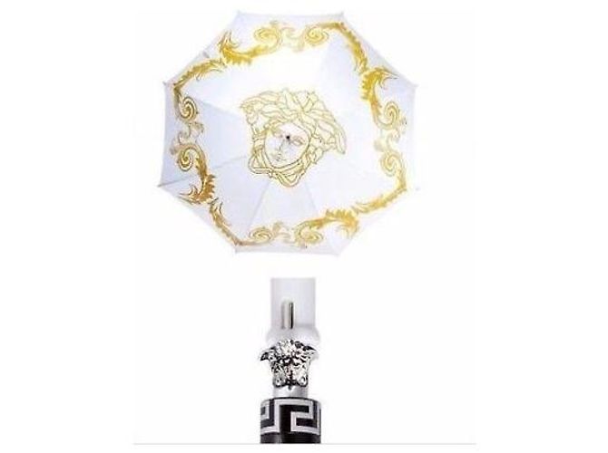 Ombrello Versace con stampa Medusa e Barocco Bianco D'oro - vista 3