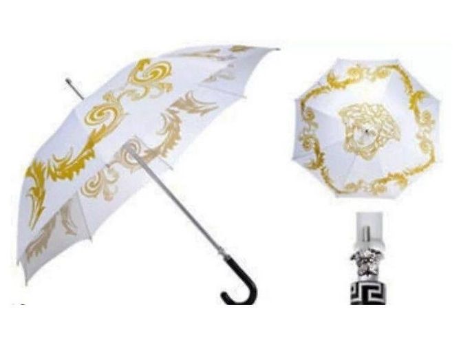 Ombrello Versace con stampa Medusa e Barocco Bianco D'oro - vista 4