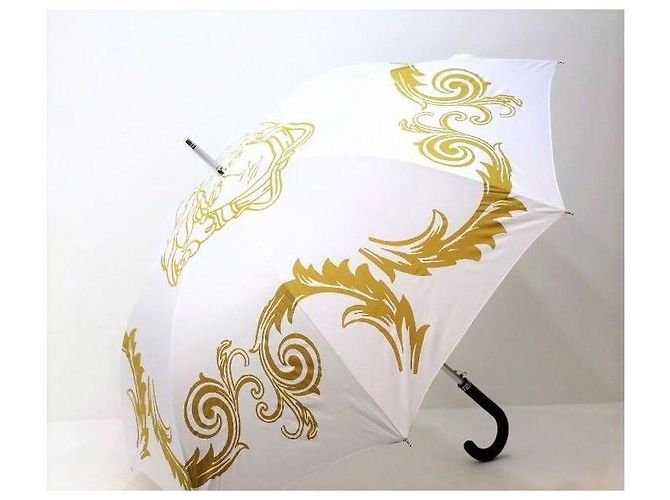 Ombrello Versace con stampa Medusa e Barocco Bianco D'oro - vista 6