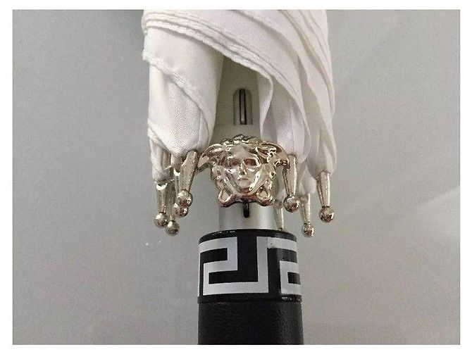 Ombrello Versace con stampa Medusa e Barocco Bianco D'oro - vista 8