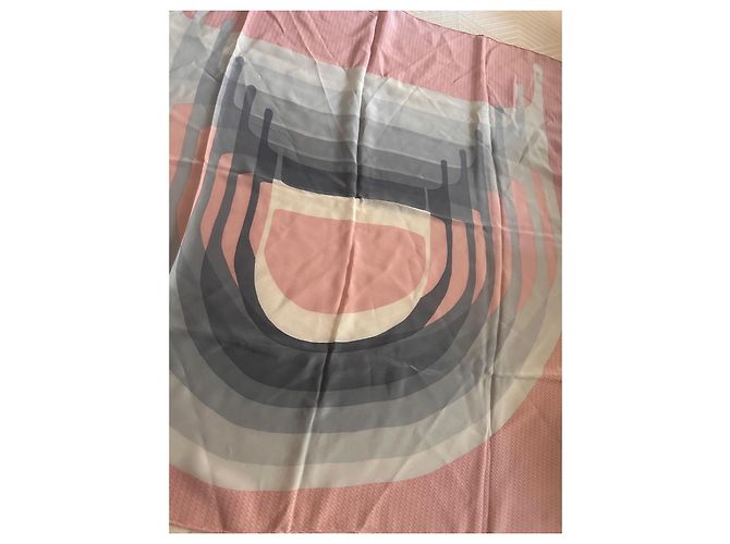Carré in seta Christian Dior Rosa Bianco Grigio - vista 3