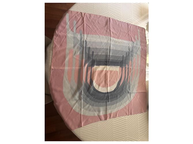 Carré in seta Christian Dior Rosa Bianco Grigio - vista 6