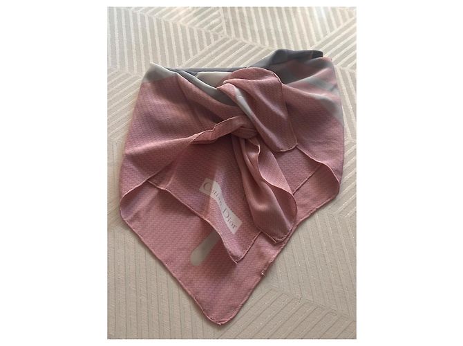 Carré in seta Christian Dior Rosa Bianco Grigio - vista 9