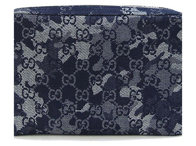 Gucci Denim Schultertasche und Clutch Marineblau Dunkelblau - Ansicht 2