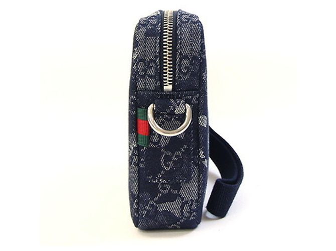 Gucci Denim Schultertasche und Clutch Marineblau Dunkelblau - Ansicht 3