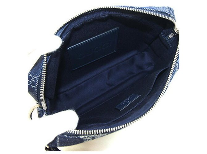 Gucci Denim Schultertasche und Clutch Marineblau Dunkelblau - Ansicht 4
