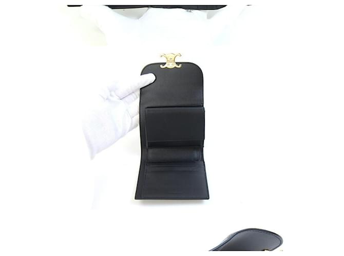 Céline Celine Triomphe Small Flap Wallet Schwarz - Ansicht 3