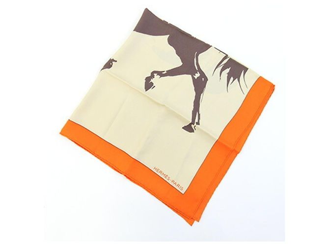 Hermès Hermes Seidentuch hellbeige und orange - Ansicht 4