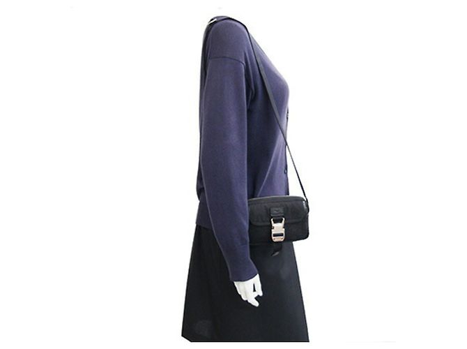 Borsa a tracolla Gucci in tela e pelle nera Nero - vista 7