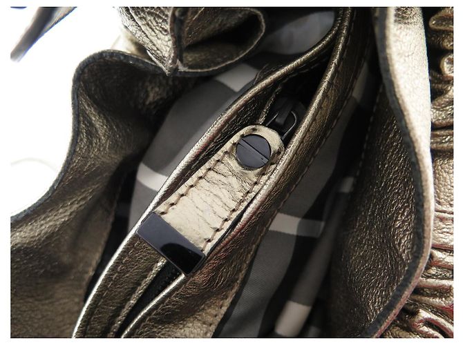 BORSA A MANO BURBERRY WARRIOR DRAWSTRING HOBO IN PELLE GOLDEN AND BAG D'oro - vista 11