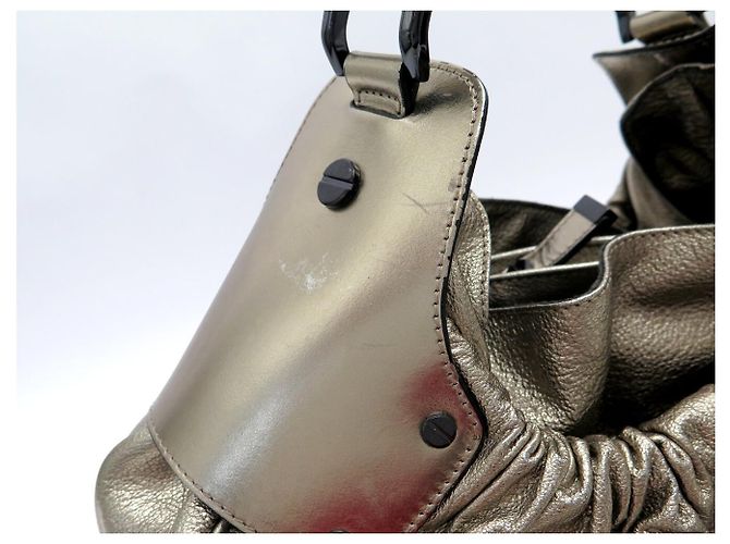 BORSA A MANO BURBERRY WARRIOR DRAWSTRING HOBO IN PELLE GOLDEN AND BAG D'oro - vista 13